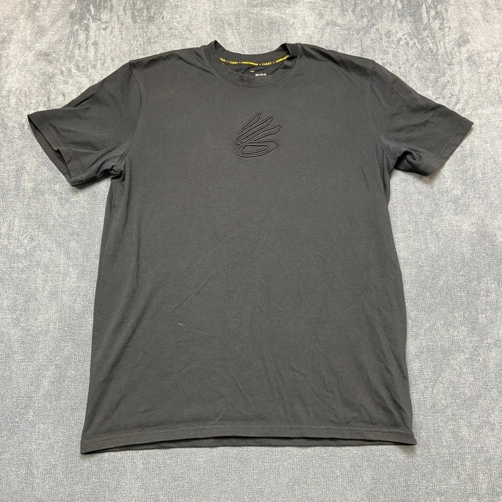Under Armour Heatgear T Shirt Mens Medium Black Cotton Loose Fit Short Sleeve